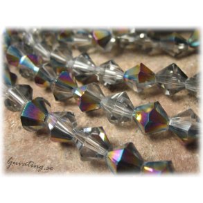 Facetterad bicone black diamond AB 10-pack ca 8 mm