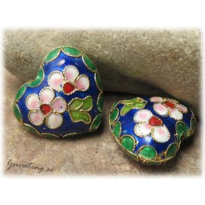 Cloisonne stort bulligt hjrta basfrg bl ca22x20mm