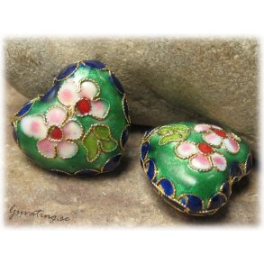 Cloisonne stort bulligt hjrta basf grn ca22x20mm