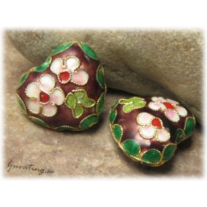 Cloisonne stort bulligt hjrta basfrg brun ca22x20mm