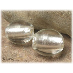 Ltt oval silverfoil vit prla ca 18,5x 16 mm