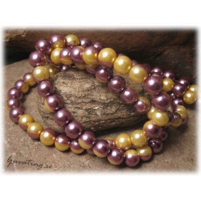 Glasprla rund 2 frgad ljung/gul 20-pack ca 8 mm