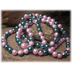 Glasprla rund 2 frgad rosa/bl 20-pack ca 8 mm