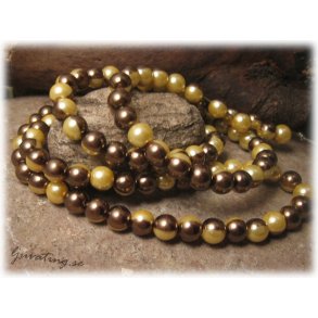 Glasprla 2 frgad koppar/guldgul 20-pack ca 8 mm