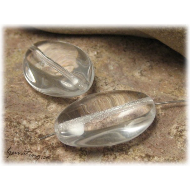 Clear crystal flat oval glasprla ca 23x16 mm