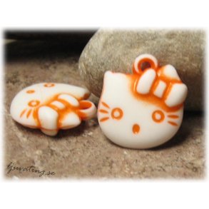 Berlock orange Hello Kitty ca 20x20 mm
