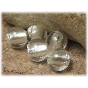 Rund vit silverfoil prla ca 10 mm