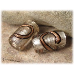 Clear stor silverfoil prla med bronzad slinga 