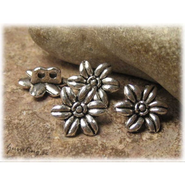 Blomma 2-hlsdelare / knapp i tibetsilver ca 14 mm