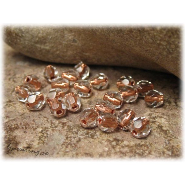 Crystal copperlined facetterad 25-pack ca 4 mm