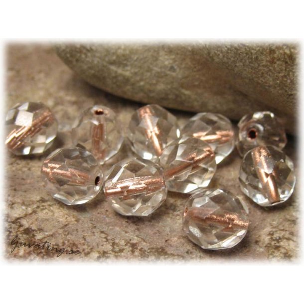 Crystal copperlined facetterad 10-pack ca 8 mm