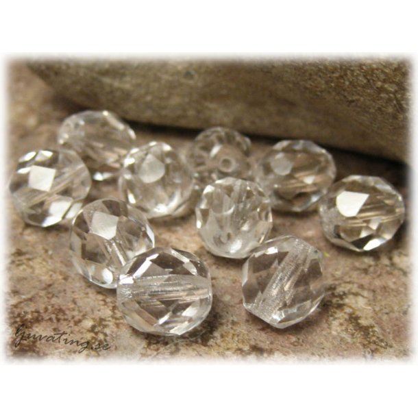 Crystal clear firepolish facetterad 10-pack ca 8mm