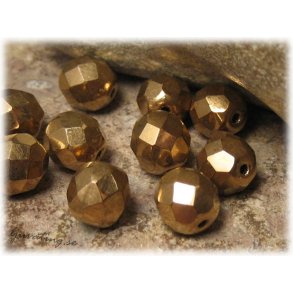 Bronze firepolished facetterad ca 8 mm