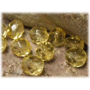 Ljus gul firepolished facetterad 10-pack ca 8 mm