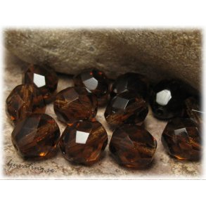 Brun firepolished facetterad 10-pack ca 8 mm