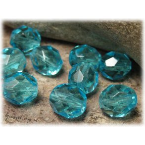 Aquamarine firepolish facetterad 10-pack ca 8 mm