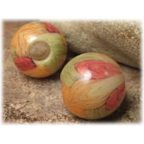 Stor prla i syntet orange/grn ca 20 mm