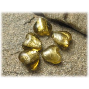 Olivgrnt silverfoil hjrta ca 12 mm