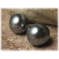 Vaxad mrk silvergr Jablonex glasprla ca 14 mm