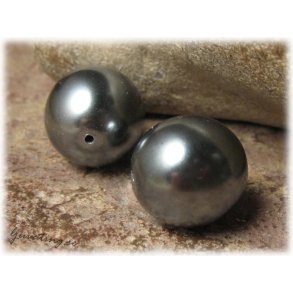 Vaxad mrk silvergr Jablonex glasprla ca 14 mm