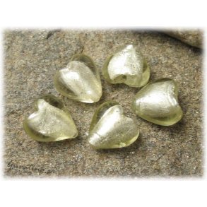 Silverfoil hjrta ljus olivgrn ca 12 mm