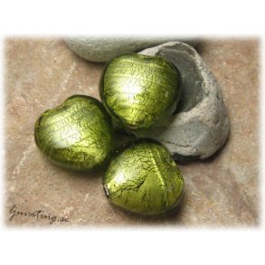 Grnt silverfoil hjrta ca 20mm