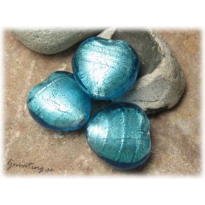 Turkos silverfoil hjrta ca 20 mm