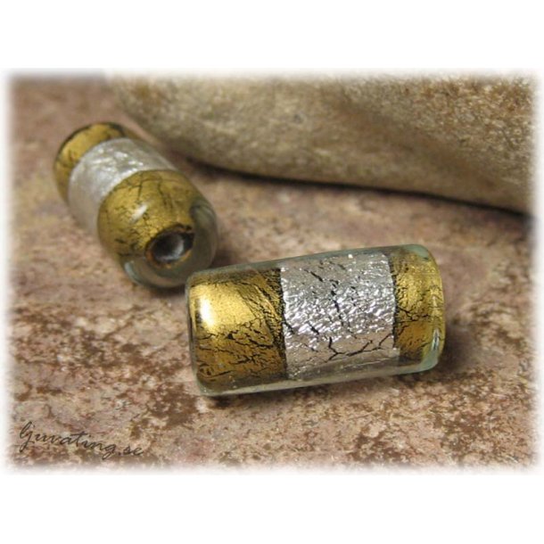 Avlng rund guldfoil och silverfoil ca 22x10 mm