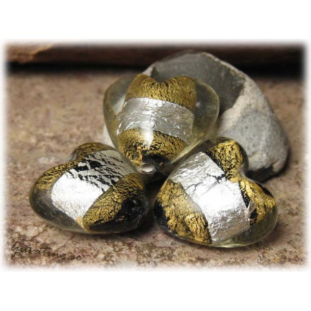 Hjrta guldfoil och silverfoil ca 19x18 mm