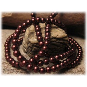 Lackad mrk brun rund glasprla 40-pack ca 4 mm