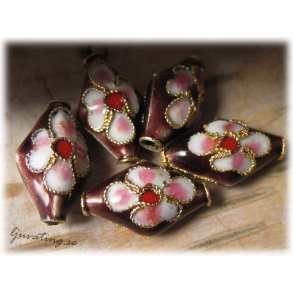 Cloisonne prla brun romb ca 15x9 mm 