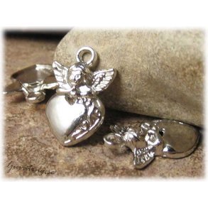 Berlock hjrta med ngel ca 24x16 mm