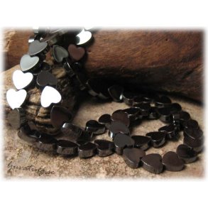 Hematit platt hjrta 10-pack ca 8 mm