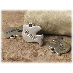 Berlock fredsduva med text peace ca 20x15 mm