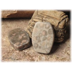 Jaspis flckig flat oval raka avslut ca 25x17 mm