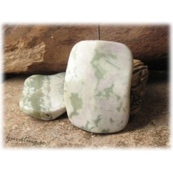 Grnmelerad vgig rektangel peace sten ca 40x30 mm