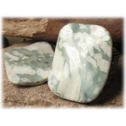 Grnmelerad vgig rektangel peace sten ca 50x40 mm