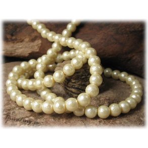 Grddgul glasprla med struktur 20-pack ca 8 mm