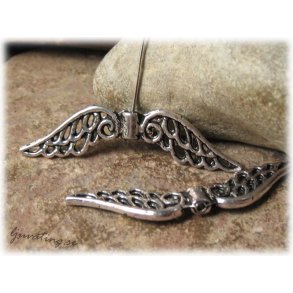 Megastor vinge med galler antik silver ca 51x12mm