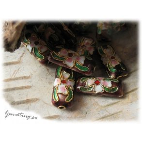 Cloisonne brun rektangel ca 17x8 mm