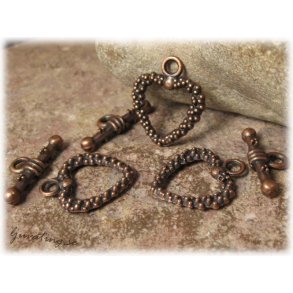 Toggle ls hjrta kopparfrgat ca 19x16 mm