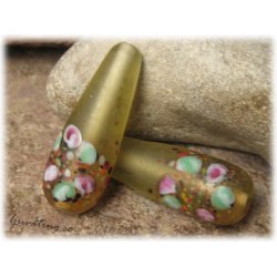 Matt frostad oliv stor droppe m blommor ca34x12  