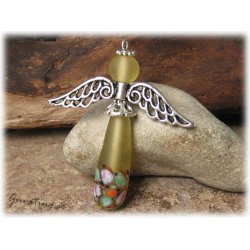 Matt frostad oliv stor droppe m blommor ca34x12  