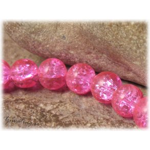 Krackelerad cerise rund glasprla 20-pack ca 8 mm