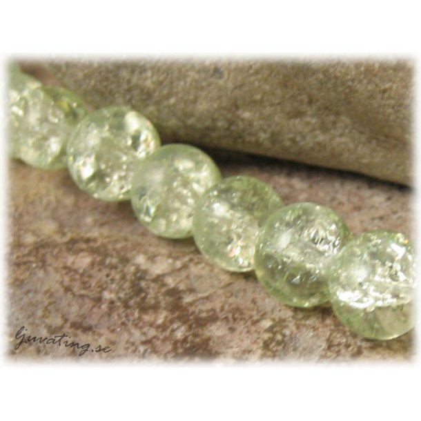 Krackelerad lime rund glasprla 20-pack ca 8 mm