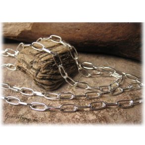 Kedja silverfrgad avlnga glor ca 10x4,5 mm