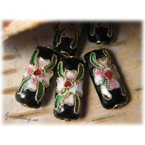 Cloisonne svart rektangel ca 17x8 mm