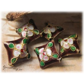 Cloisonne brun kudde ca 16x16 mm