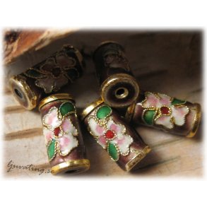 Brun tub cloisonne prla ca 15x8 mm