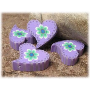 Lerprla lila hjrta med blomma ca 22 mm